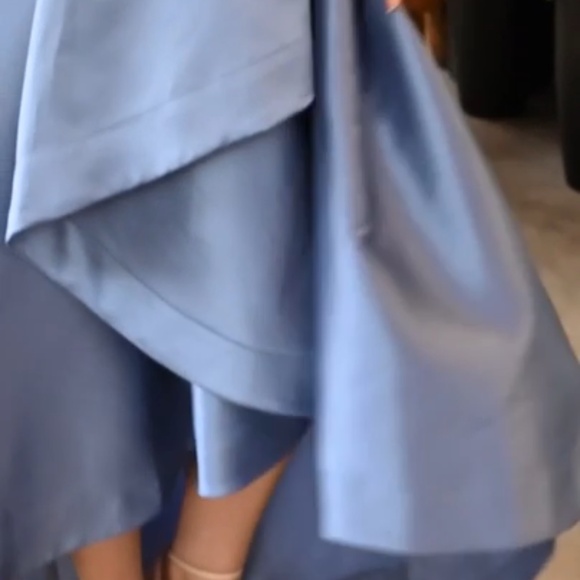 Adrianna Papell 6 Womens Mikado High Low Gown Blue Frost Special Occasion Dress - Picture 5 of 13